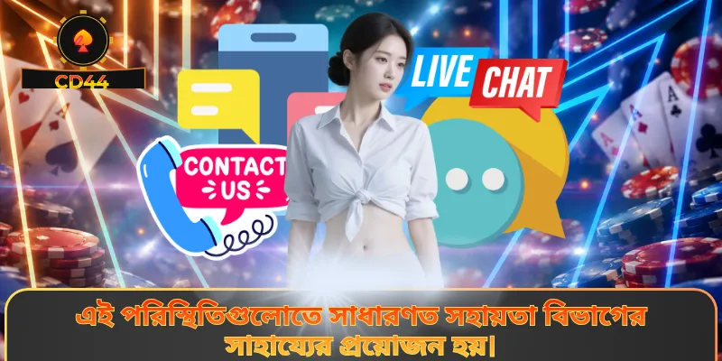 এই পরিস্থিতিগুলোতে সাধারণত সহায়তা বিভাগের সাহায্যের প্রয়োজন হয়।