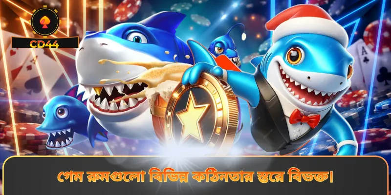 গেম রুমগুলো বিভিন্ন কঠিনতার স্তরে বিভক্ত।